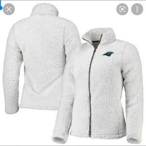 Juniors Cream Carolina Panthers Intercepting Teddy Sherpa Full-Zip Jacket
